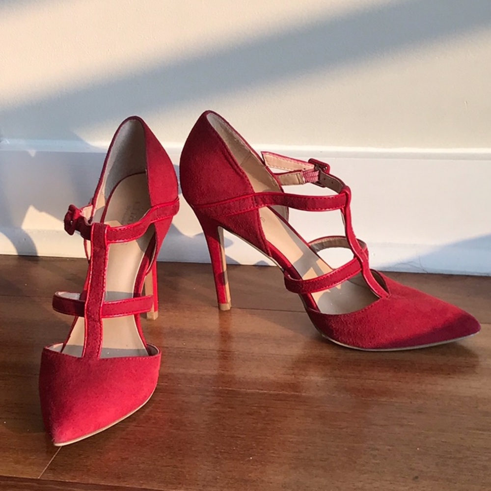 Red Suede Charles David Stilettos